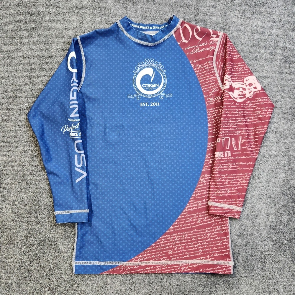 Origin USA Shirt Mens Large Multicolor Long Sleeve BJJ Rash Guard American